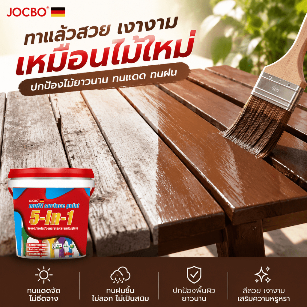 JOCBO สีทาไม้ 1200ML ใช้ได้กับไม้ทุกประเภท สีย้อมไม้ สีทาไม้สูตรน้ำ สีทาไม้กันน้ำ แลคเกอร์เงาไม้