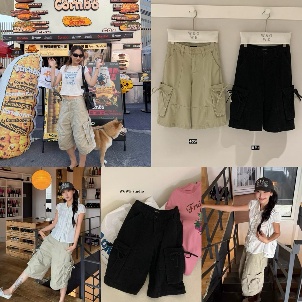 📍พร้อมส่ง📍10403# กางเกง cargo งานมีกระเป๋าข้าง แต่งโบว์นูนที่กระเป๋า เนื้อผ้าดี ทรงสวย  TAG:WG.WE 🇰🇷