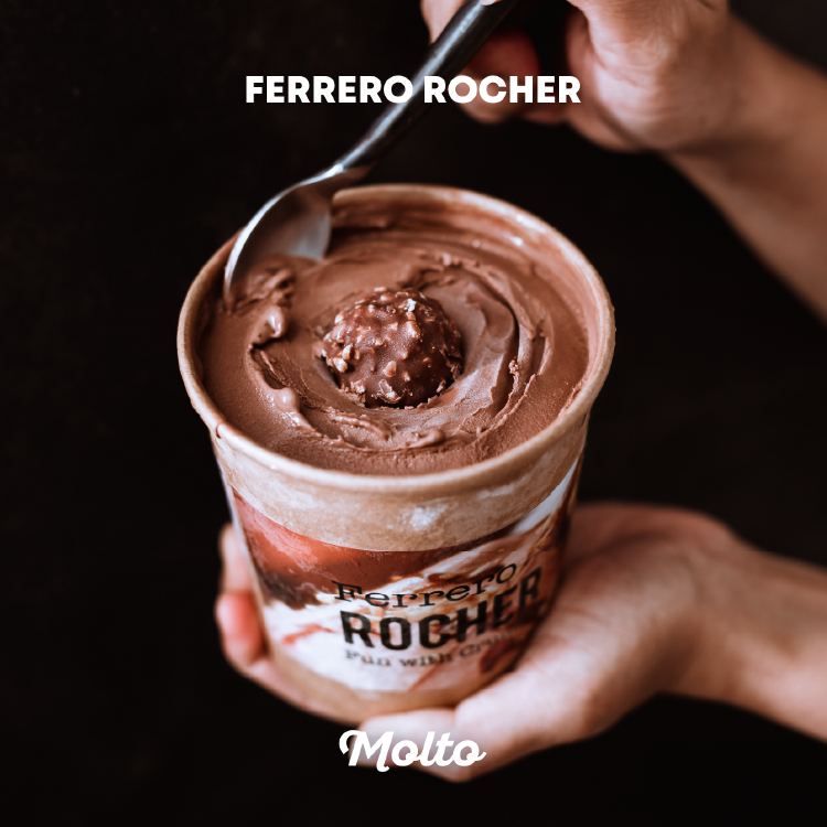 Molto ไอศกรีม เฟอร์เรโร รอชเชอร์ 16 ออนซ์  - Molto Premium Gelato - Ice cream Ferrero Rocher 16 oz.‼