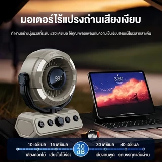 Remax พัดลมแคมป์ปิ้ง ไร้สาย ชาร์จแบต 20000mAh พกพา ไร้สาย Table Camping Fan ควบคุมด้วยรีโมทระดับพร้อมไฟ LED