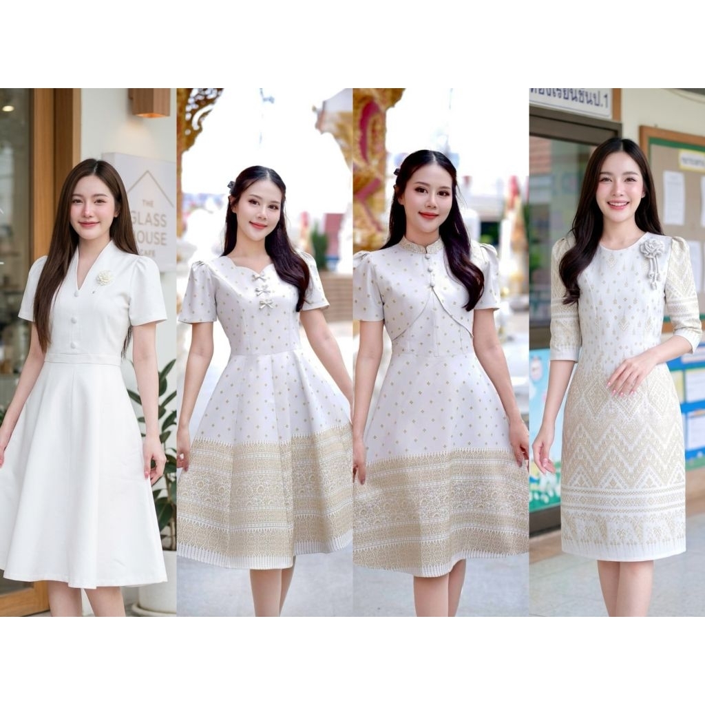 BKK เดรสผ้าไทย เดรสผ้าฝ้ายทอลาย ตัดเย็บพรีเมียม ราคาถูกที่สุด