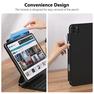 GOOJODOQ เคส พร้อมช่องเก็บปากกาสไตลัสแบบยึดด้วยแม่เหล็ก สำหรับติดตั้งระหว่าง iPad กับเคสคีย์บอร์ด