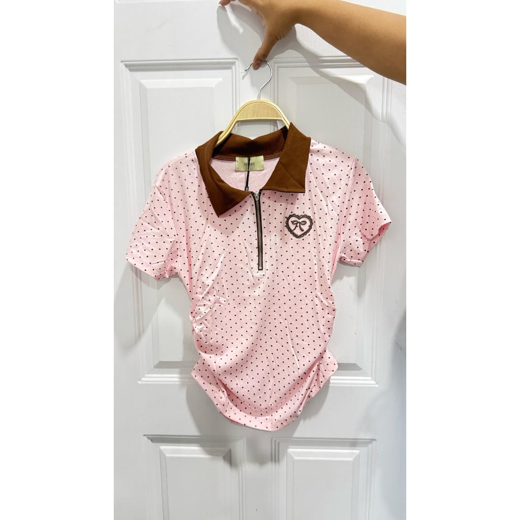 VV274- VV278 - VV279 - VV874-lVORY เสื้อยืดแฟชั่น ติดหัวใจเพชร ผ้ายูนิโคล่ เนื้อนุ่มใส่สบาย