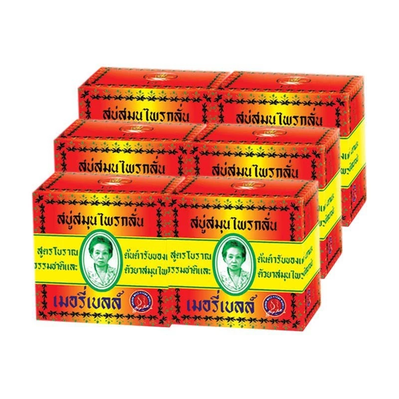 160กรัม แพ็ค 6ก้อน สบู่มาดามเฮง สบู่สมุนไพรกลั่น เมอรี่เบลล์ Madame Heng Merry bell