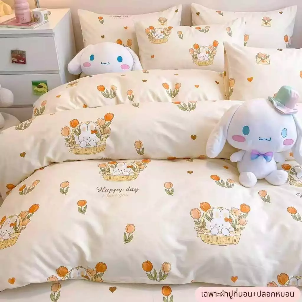 ชุดเครื่องนอน ผ้าฝ้ายสีอบอุ่น นุ่มสบาย ซักง่าย เหมาะสําหรับการนอนเปลือยกาย ลายแมวสุดน่ารัก พร้อมปลอกหมอนและผ้าคลุมเตียง