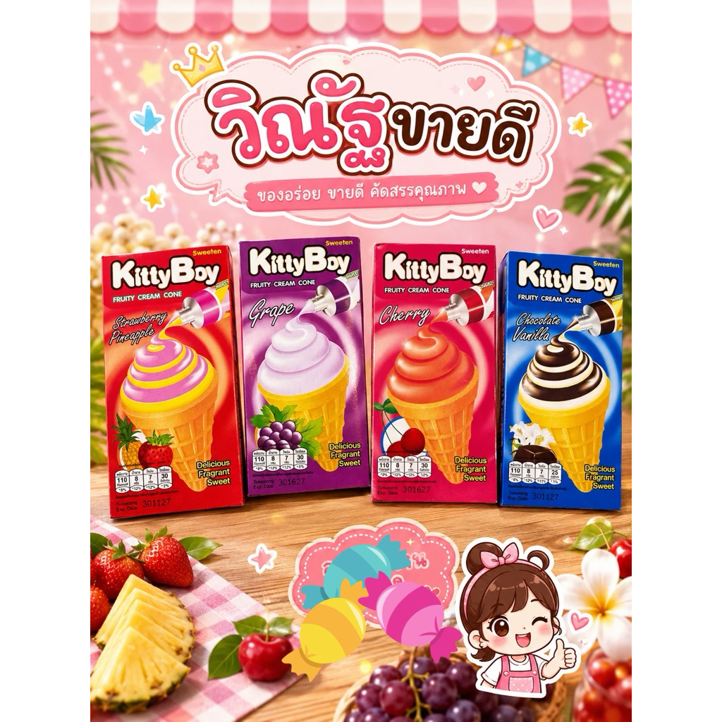 ขนมโคน ยี่ห้อ Kitty Boy ขนาดไซต์เล็ก