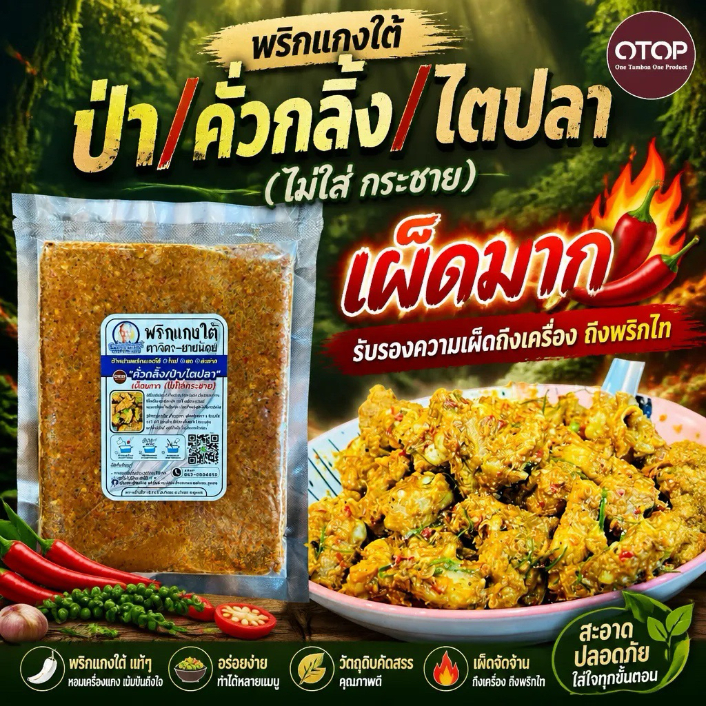 เครื่องแกงพริกแกงใต้เผ็ดมาก คั่วกลิ้ง/ไตปลา/แกงป่า