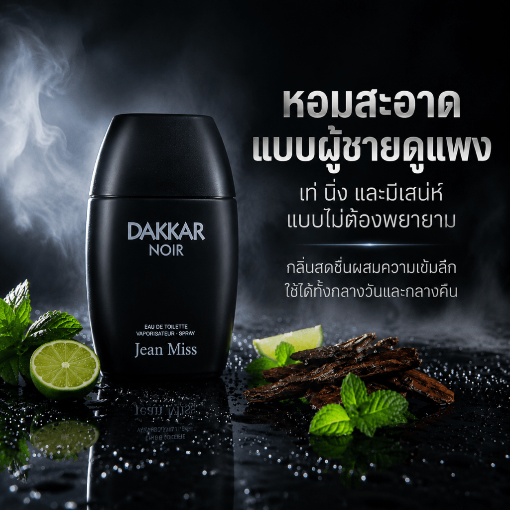 90ml น้ำหอมผู้ชาย DAKKAR NOIR กลิ่นหอมไม้คลาสสิก กลิ่นหอมติดทนนาน กลิ่นหอมของไม้ ดอกไม้ และผลไม้ ใช้ได้ทุกโอกาส