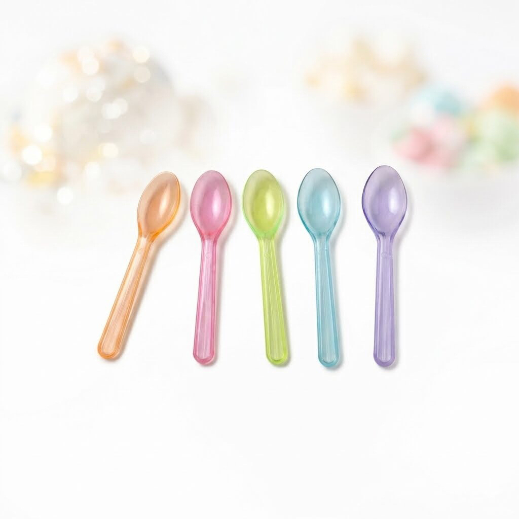 ช้อนไอติมคละสีโปร่งใส (ช้อนไอศครีม) 500 คัน