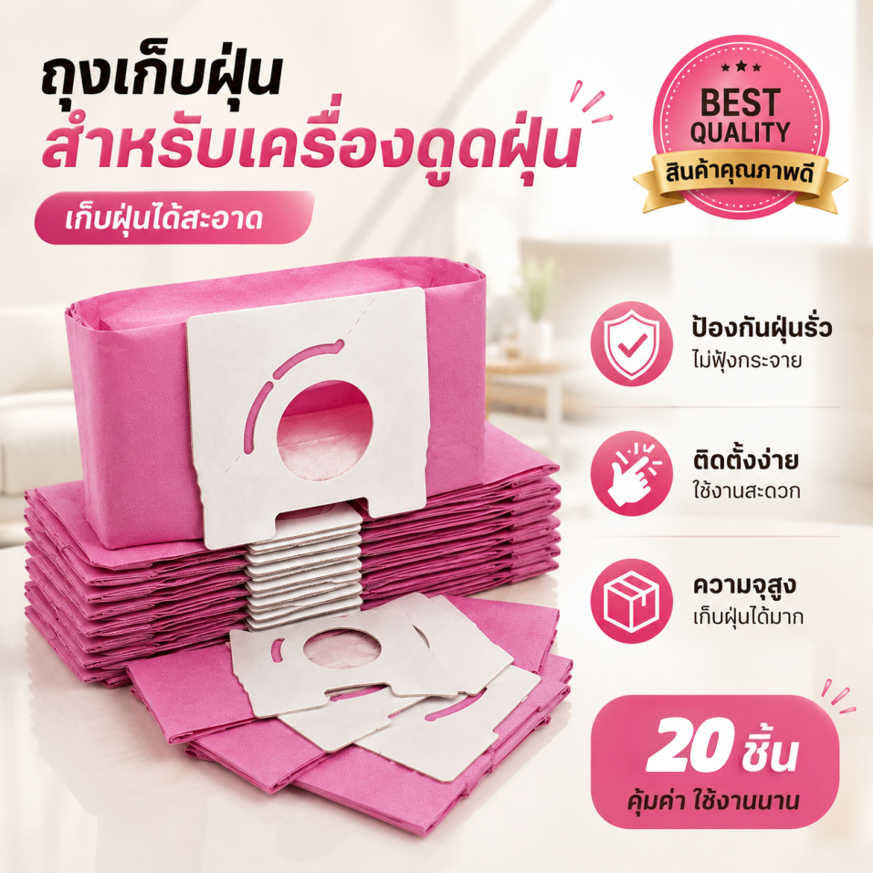 🔥ถุงเก็บฝุ่นสำหรับเครื่องดูดฝุ่น คุณภาพสูง กรองฝุ่นได้ดี ความจุใหญ่ เปลี่ยนง่าย อะไหล่เครื่องดูดฝุ่น