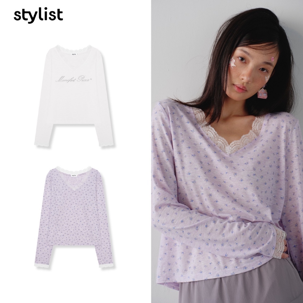 STYLIST - LongSleeve Tee Vixxie เสื้อแขนยาวขอบลูกไม้
