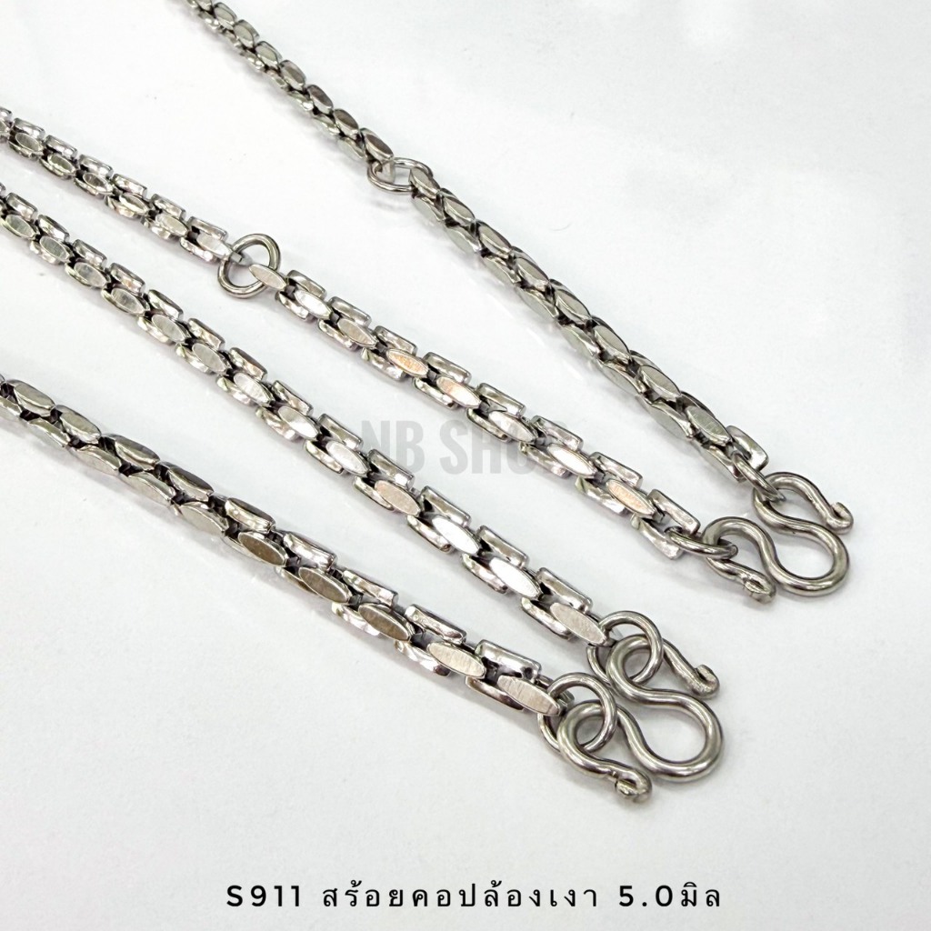 S-911สร้อยคอสแตนเลส แตนเลสแท้ ขนาด5.0mm ลายปล้องเงา ความยาว24-28นิ้ว  สร้อยพระ ไม่ลอกไม่ดำ ใส่อาบน้ำได้