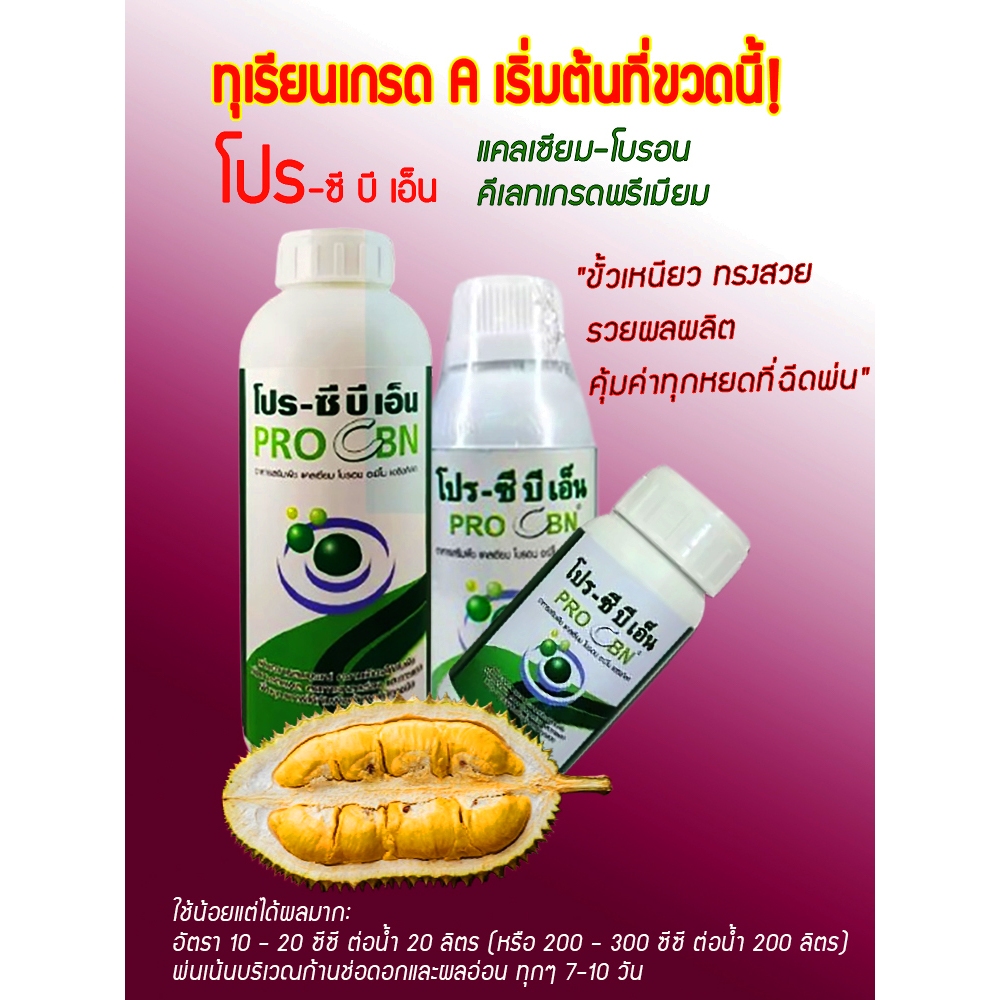โปร-ซี บี เอ็น" (Pro-C B N, 1L)แคลเซียม 5.0% และ โบรอน 0.5% ในรูป "คีเลทกรดอะมิโน 100%"ซึมไวใน 1 ชั่