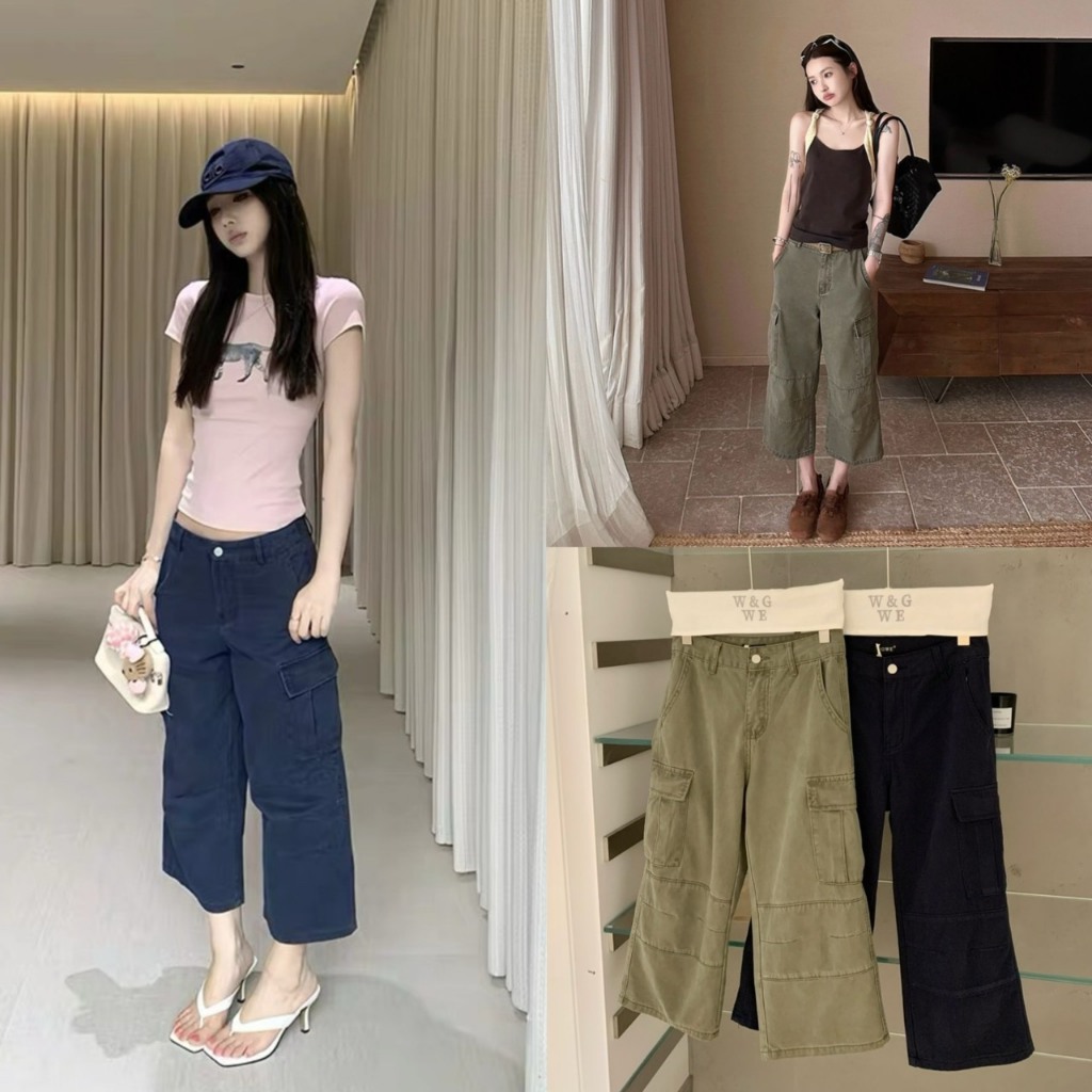 (พร้อมส่ง) กางเกง cargo มีกระเป๋าข้าง - 10500 TAG WG.WE 🇰🇷