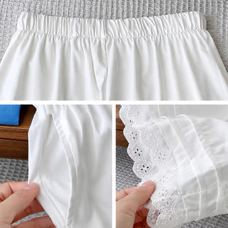 กางเกงขาสั้น สวมใส่สบาย ลําลองสําหรับสตรี ดีไซน์แต่งขอบลูกไม้ มีขนาด S-XXL