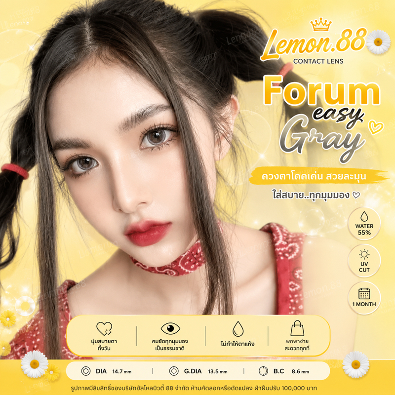 Lovelylens Forum easy/Anya Gray Brown คอนแทคเลนส์ รายเดือน มีอย แถมตลับฟรี เลนส์นิ่ม ใส่สบาย