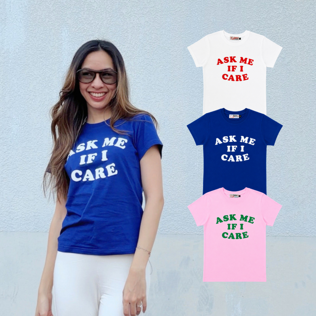 PALINI เสื้อยืด Baby Tee Ask Me (White/Pink/Navy)