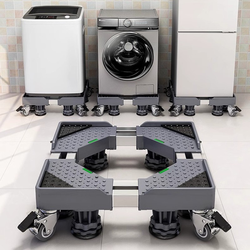 ฐานรองเครื่องซักผ้าและตู้เย็น ปรับขนาดได้ ลดแรงสั่นสะเทือน ล้อหมุน 360° รับน้ำหนักได้ถึง 300 กก. เคลื่อนย้ายสะดวก