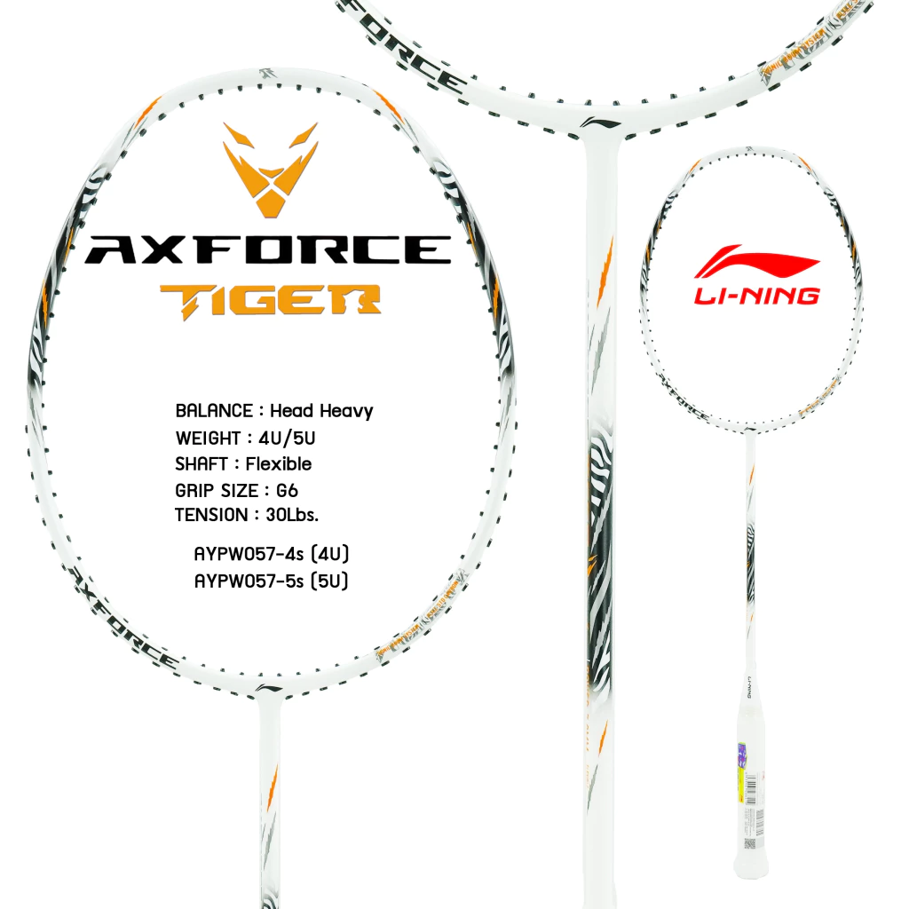 LI-NING AXFORCE TIGER (4U/5U) ไม้แบดมินตัน แถมซอง+กริปพันด้าม+เอ็น พร้อมขึ้นฟรี (เลือกได้ที่ ช้อปเพิ่มคุ้มกว่า)