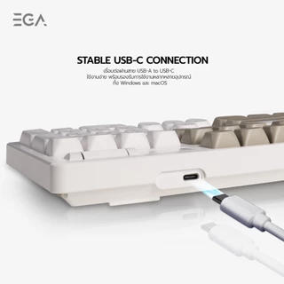 EGA TYPE K12 Membrane Switch Full Size Keyboard 104 Key ปุ่มนุ่ม พิมพ์สบาย ไฟ LED 3 โหมด [รับประกัน 2 ปี]