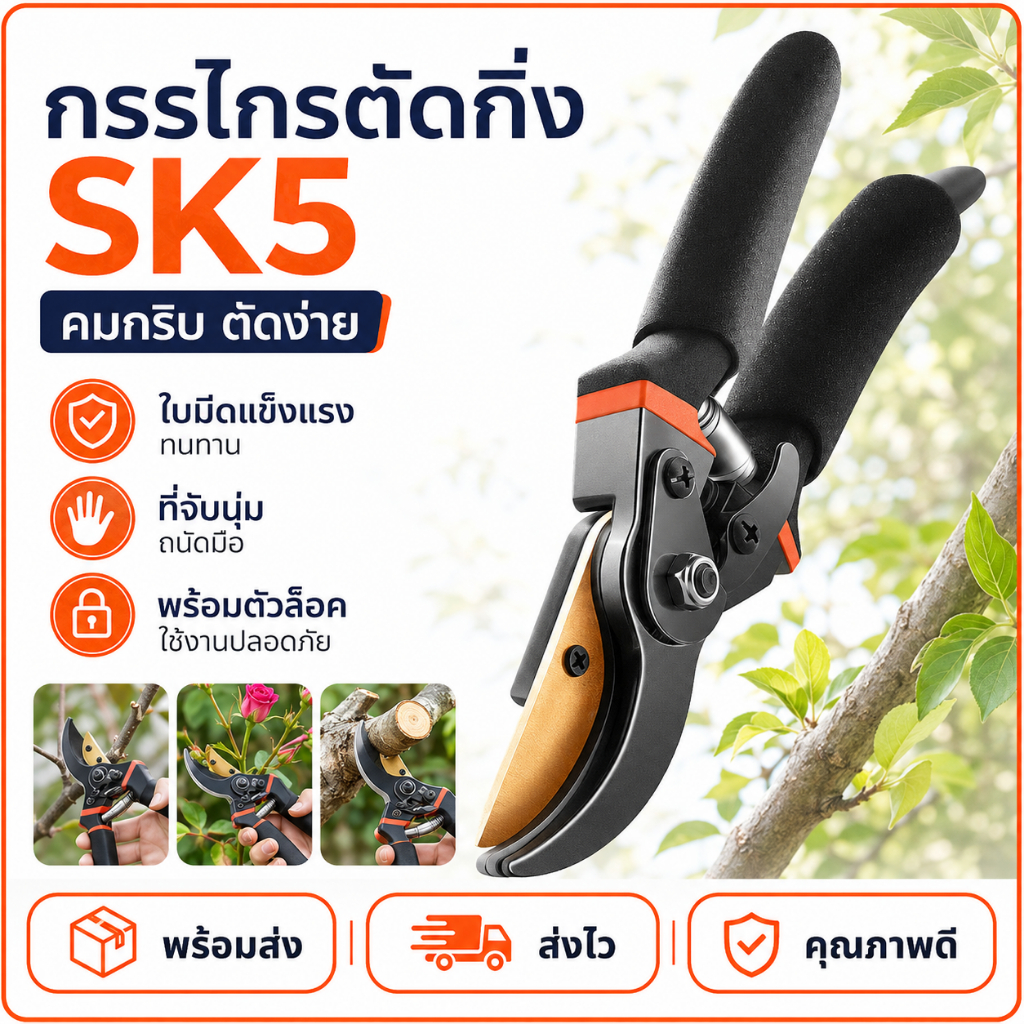 จัดส่งในวันเดียวกัน ✂️กรรไกรตัดกิ่งไม้ กรรไกรตัดหญ้า แต่งสวน กรรไกรตัดกิ่ง sk5✂️