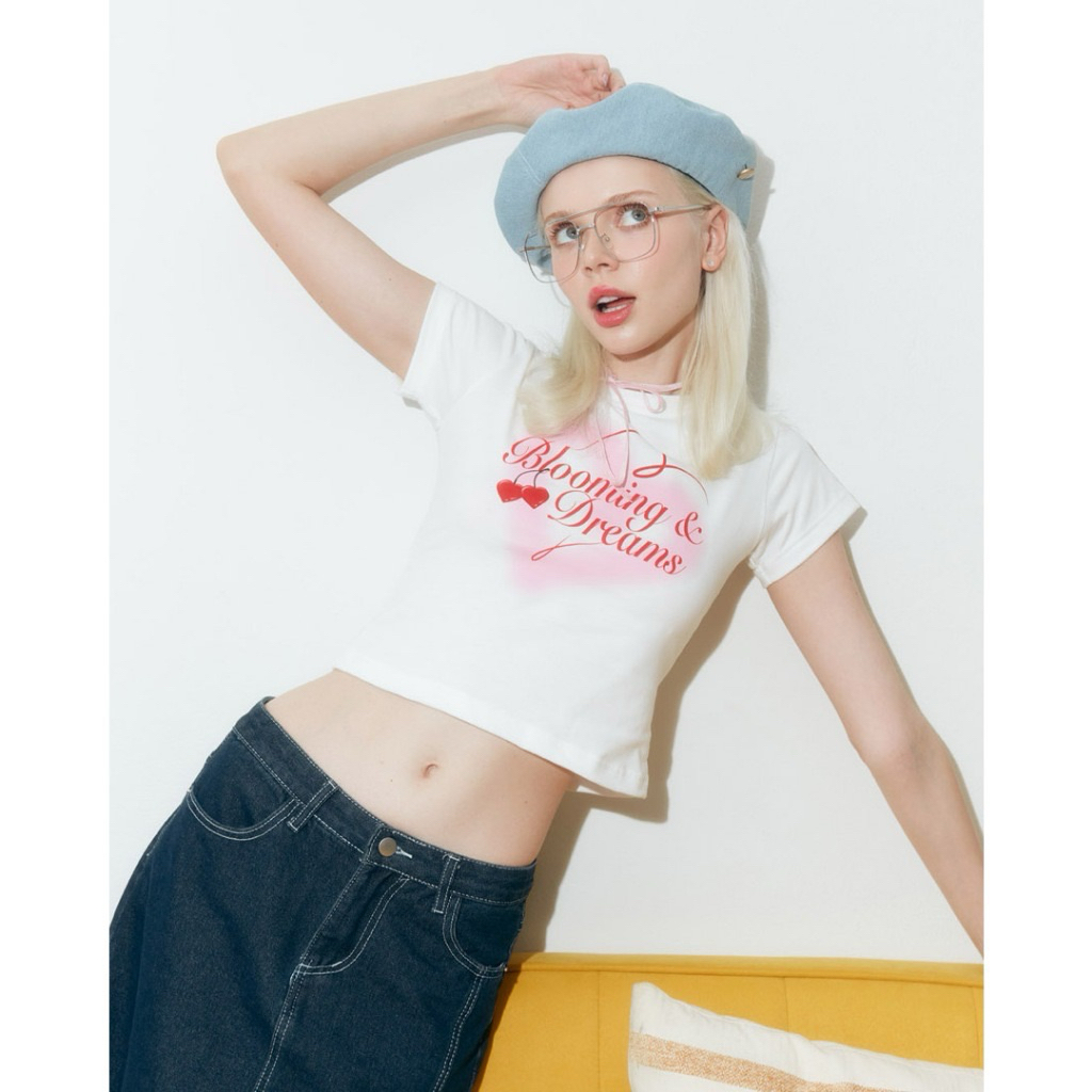 (มือ2) เสื้อยืดคอกลม รุ่น Dreamy T-shirt สีขาว Size L - Kome Girls