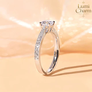 LC+แหวนเงินแท้ S925 แหวนผู้หญิง ปรับขนาดได้ ประดับเพชรเซอร์คอน แหวนหมั้น แหวนแต่งงาน ของขวัญแฟน