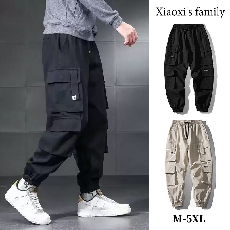 ส่งจากไทย✨มี 3 สี กางเกงขายาวชาย กางเกงลำลอง กางเกงคาร์โก้ Y2K สไตล์อเมริกันย้อนยุค เวอร์ชั่นหลวม เอวยางยืด ใส่สบาย #K46