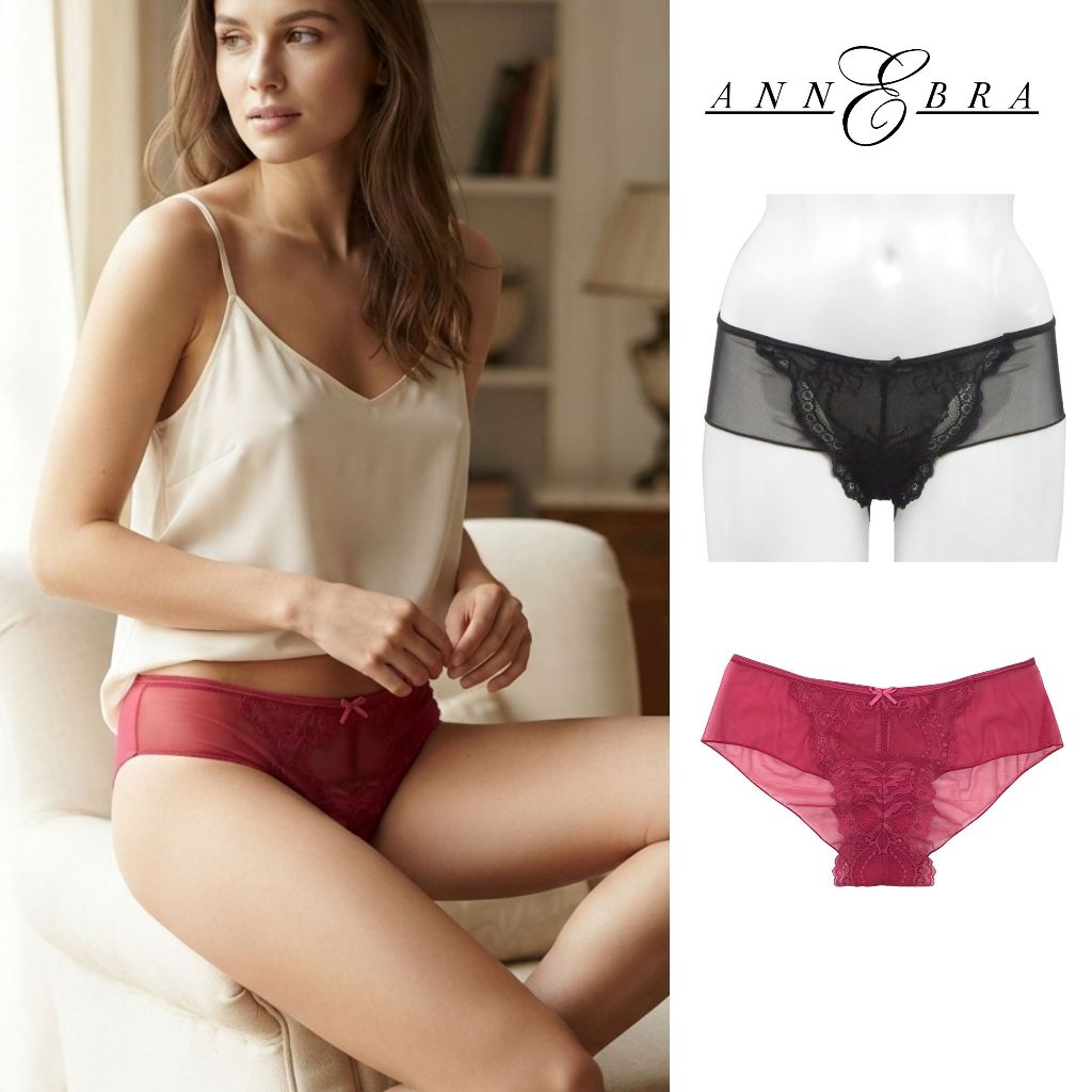 Annebra กางเกงใน ทรงบอยเลค ผ้าลูกไม้ Boyleg Panty รุ่น AU3-854 ชมพูเข้ม, ดำ