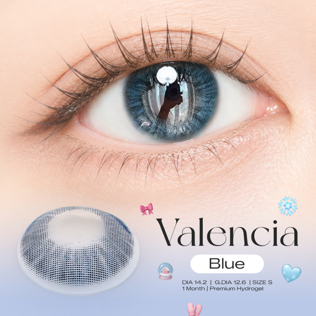 Candylens Valencia ฟ้า ขนาดมินิ สีฉ่ำเงา พร้อมส่งแบบปกติ และค่าสายตาสั้น 0.00- 10.00