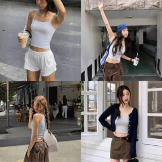 เสื้อสายเดี่ยว เสื้อกล้าม เสื้อครอปผู้หญิง เอวลอย สายเดี่ยวตัวสั้น ผ้าไม่ร้อน ผ้านิ่มไม่ระคายเคืองผิว ส่งไทย
