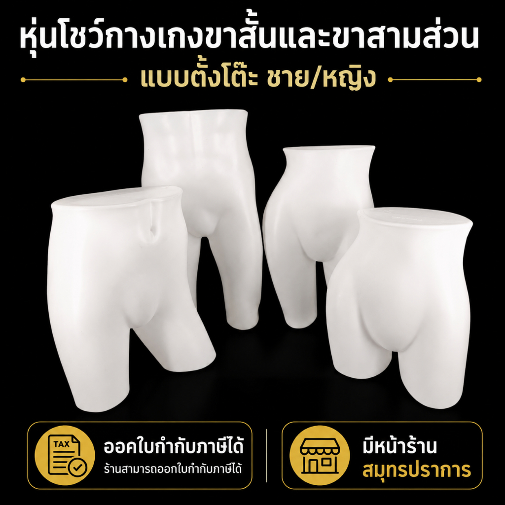 [หุ่นกางเกงสั้น] หุ่นโชว์กางเกง ขาสั้น พลาสติก แบบตั้งโต๊ะ ชาย/หญิง สำหรับ ขายเสื้อผ้า