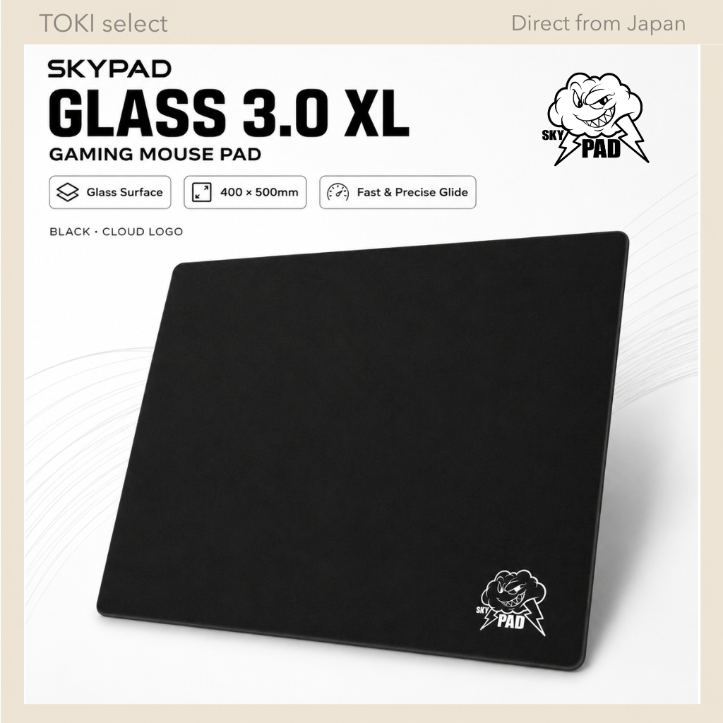 SkyPAD Glass 3.0 XL Gaming Mouse Pad Black Cloud Logo 400 × 500mm