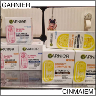 Garnierการ์นิเย่ครีม&เจล ซากุระ โกลว์ เซรั่มครีม & การ์นิเย่ ไบรท์ เซรั่มหน้าใส คอมพลีท สปีด เซรั่ม ครีม