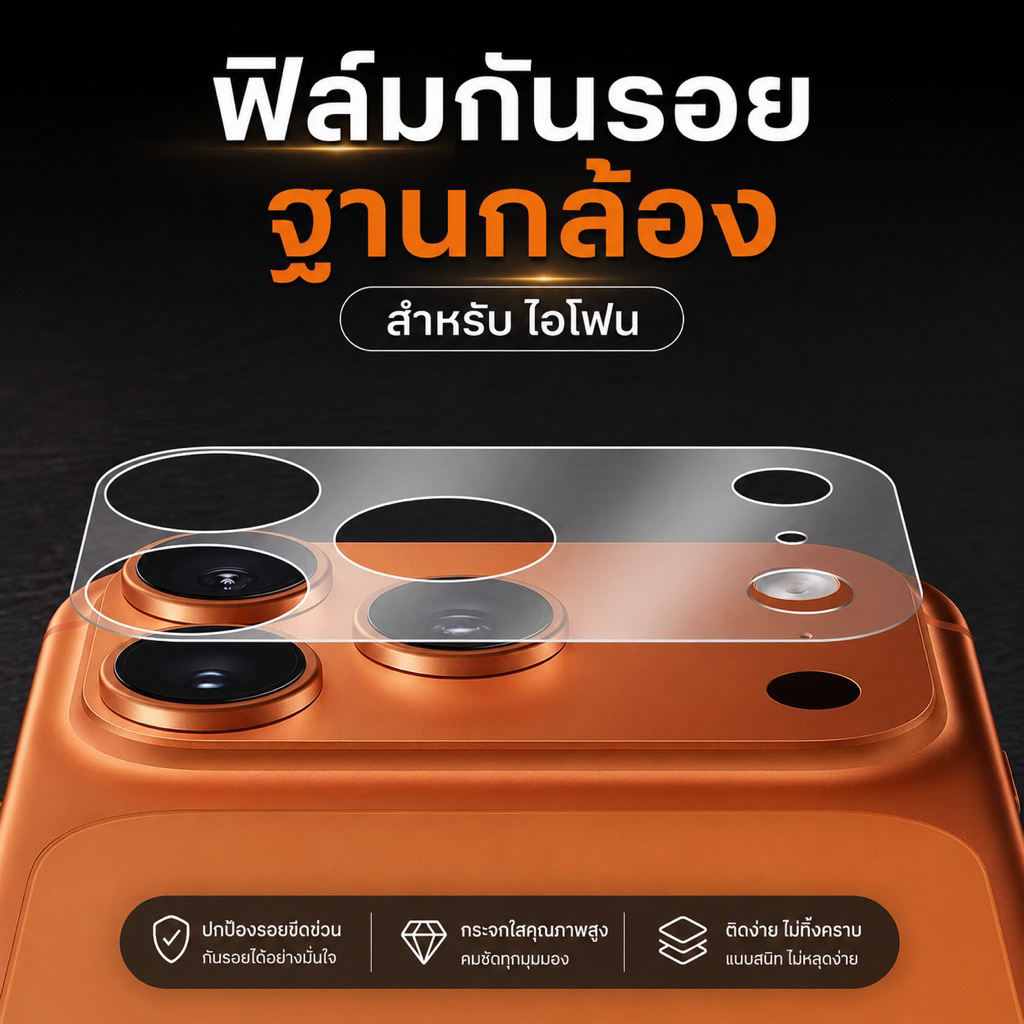 ฟิล์มฐานกล้อง ฟิล์มรองกล้อง ฟิล์มเลนส์กล้อง สำหรับไอโฟน 11 11PRO 12 12mini 12pro 12PROMAX 13 13MINI 15 16promax 17promax