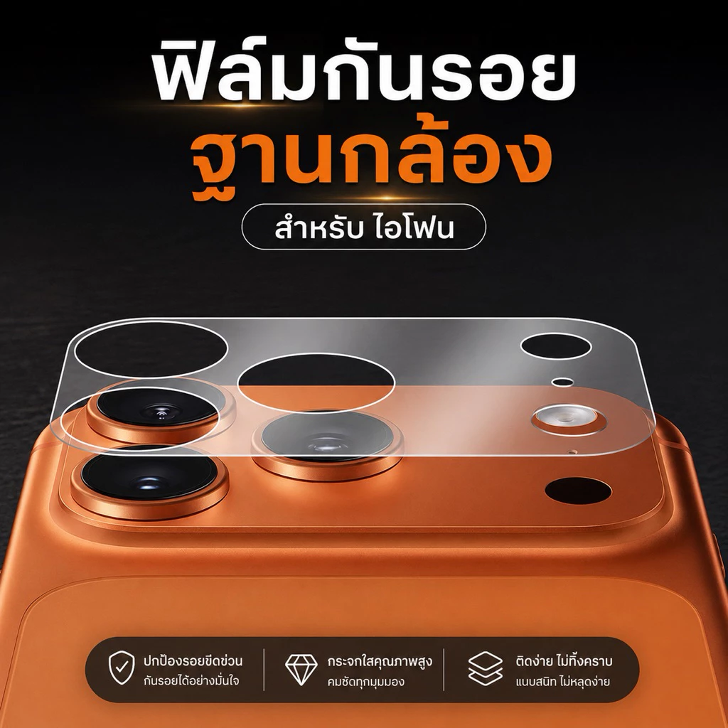 ฟิล์มฐานกล้อง ฟิล์มรองกล้อง ฟิล์มเลนส์กล้อง สำหรับไอโฟน 11 11PRO 12 12mini 12PRO 12PROMAX 13 13MINI 15 16promax 17promax