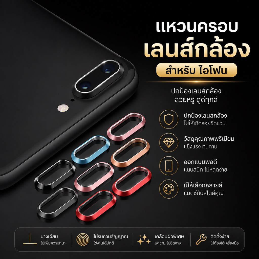 แหวนครอบเลนส์กล้อง iphone SE2022 7 8 SE2020 7P 8plus XR X XS Xsmax