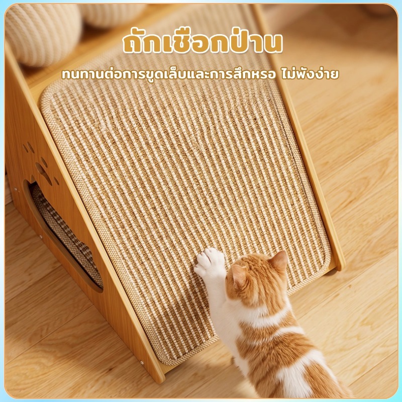2 in 1 เส้นใยสับปะรดกระดานลับเล็บแมว ของเล่นแมว รูปที่ 5
