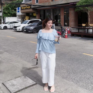 (❤️อกถึง 52") Soft Glow Blue เสื้อสาวอวบ