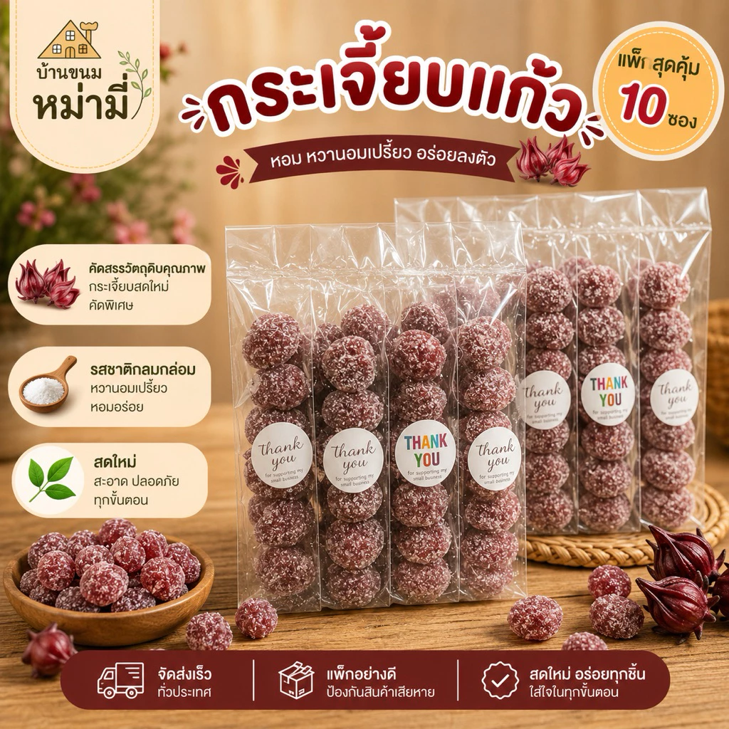 กระเจี๊ยบแก้ว แพ็คละ10ห่อ
