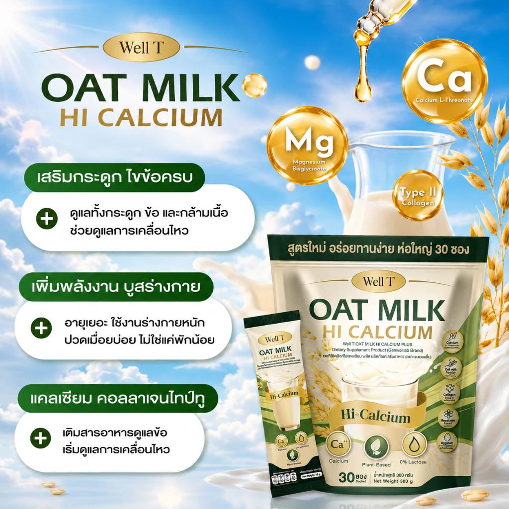Oat Milk HI Calcium : คอลลาเจน เสริมกระดูก แก้เมื่อยได้ดี【Official Store MMC99_บริษัท ของแท้100%】