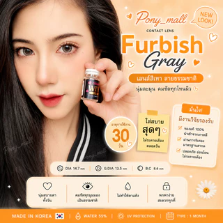 💋 สายตาปกติ 💋 Wink furbish /Elsa Gray Brown บิ๊กอาย สุดปัง คอนแทคเลนส์ รายเดือน มีอย แถมตลับฟรี เลนส์นิ่ม สวยปังมาก
