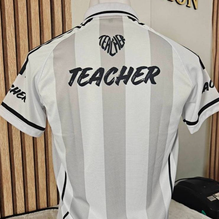 พร้อมส่งเสื้อโปโลกีฬาteacherสีขาว -ผ้าไมโครพูม่าใส่สบาย รูปที่ 2