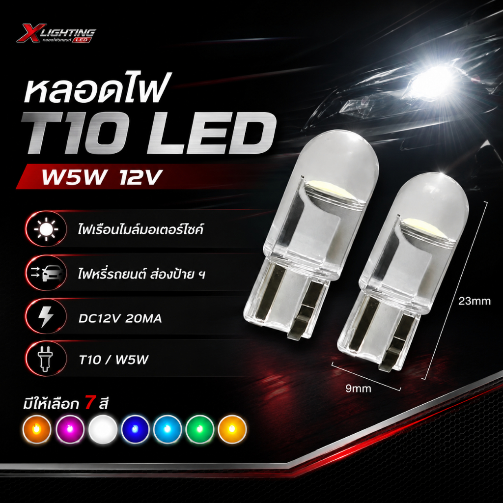 1หลอด ไฟหรี่แก้ว LED T10 W5W ไฟแผนที่ ไฟส่องป้ายรถยนต์ ไฟหน้าปัด Honda wave 125 ไฟหน้าปัดมอเตอร์ไซค์