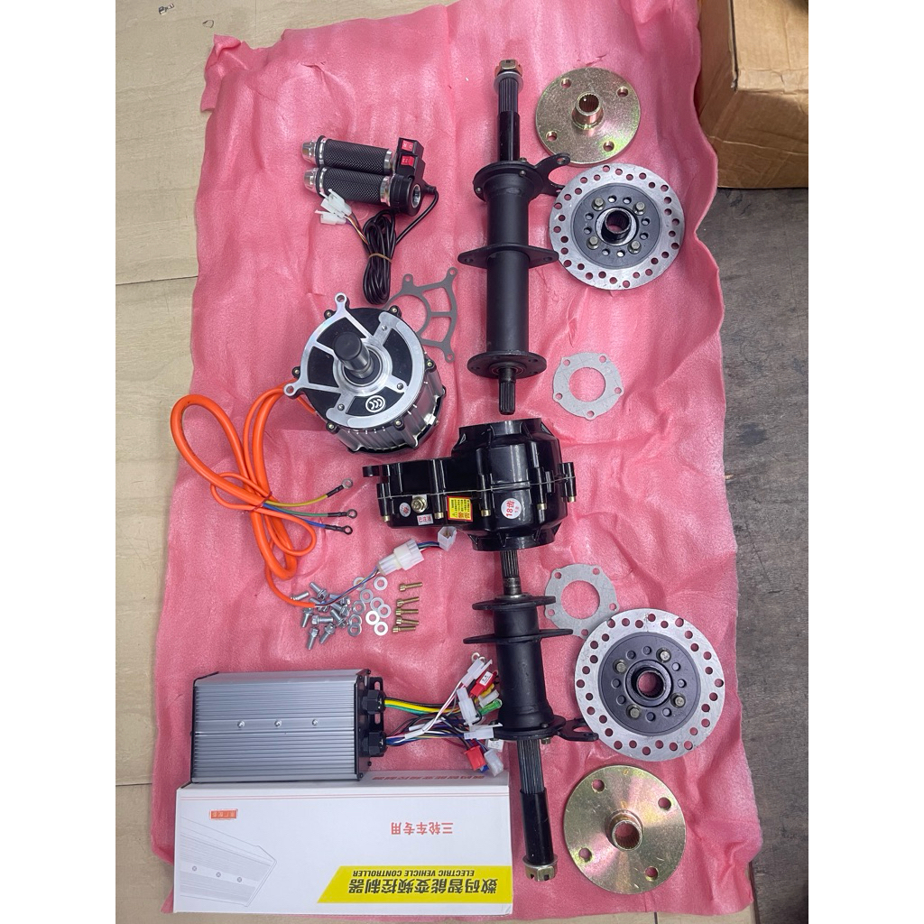 มอเตอร์ไฟฟ้า 48V/60V 1500W ชุดเพลาท้ายแบบดิฟเฟอเรนเชียล 760 มม. สำหรับรถโกคาร์ท ATV รถสามล้อ รถกอล์ฟ อะไหล่รถจักรยานยนต์