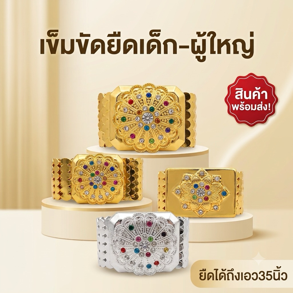 เข็มขัดยืดชุดไทยเด็ก ผู้ใหญ่ ได้ถึงเอว35นิ้ว