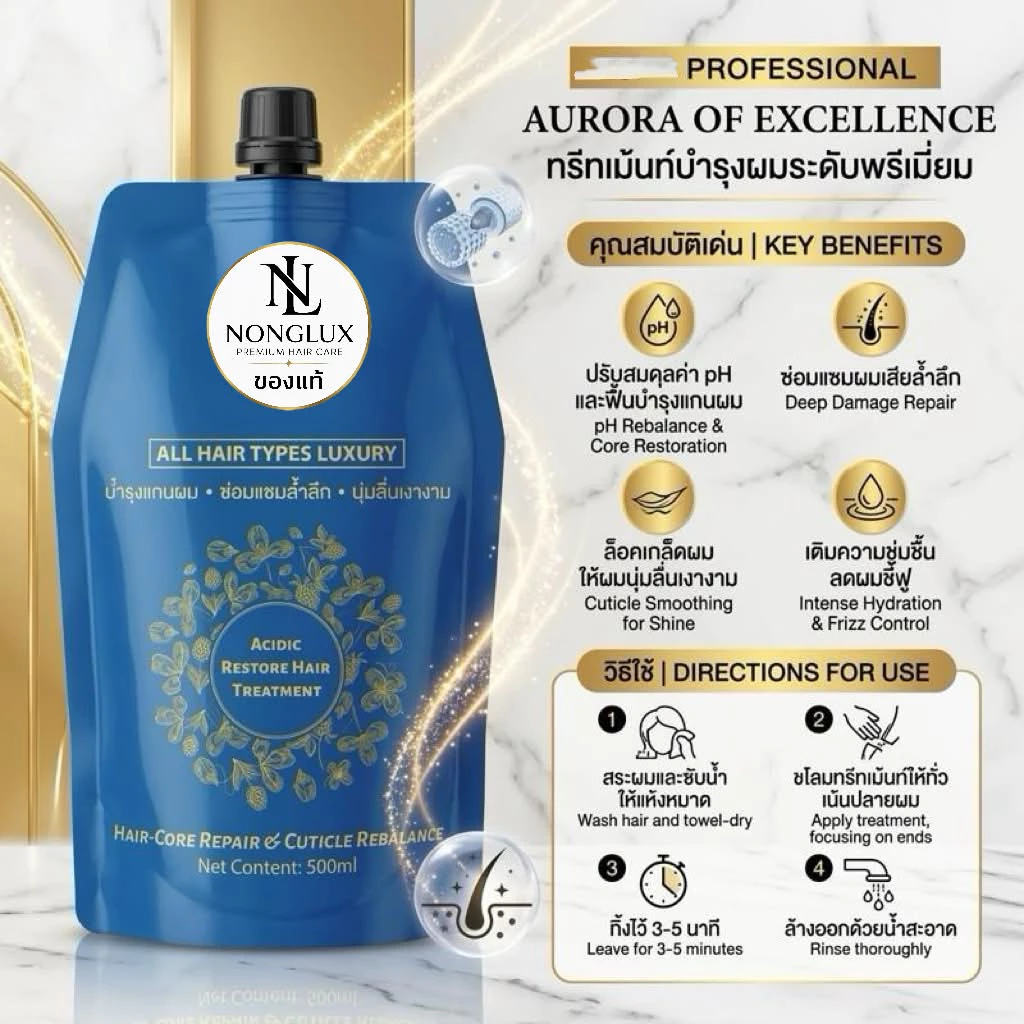 ทรีทเม้นท์ฟื้นฟูแกนผม ถุงน้ำเงิน ซ่อมแซมผมเสียกรอบแห้งให้ผมนุ่มลื่น กลิ่นหอมมาก