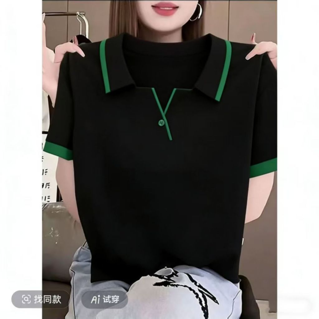 เสื้อโปโลแขนสั้นสำหรับสุภาพสตรีที่ดูดีมีสไตล์และโดดเด่น เป็นเสื้อสำหรับฤดูร้อนดีไซน์ใหม่สไตล์มินิมอลที่ให้ลุคสบายๆ