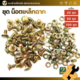 [มีส่งด่วน] น๊อตเหล็กฉาก น็อตยึดเหล็กฉากรู ชุดตัวผู้+หัวน็อต สำหรับทำชั้นวางของ