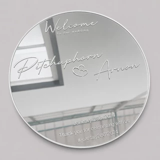 สติ๊กเกอร์ติดกระจกงานแต่งงาน ป้าย Welcome กระจกครึ่งตัว / เต็มตัว ทำตามสั่งได้ทุกแบบ 2-4 วันพร้อมส่ง